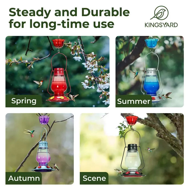 Kingsyard Lamp-shaped Glass Hummingbird Feeder