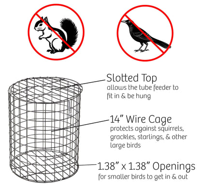 Squirrel-Proof Tube Feeder with Cage & Seed Tray