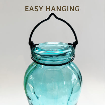 Blue Glass Hummingbird Feeder
