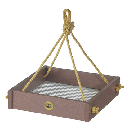 Small Hanging Platform Bird Feeder in Cinnamon Recycled Plastic