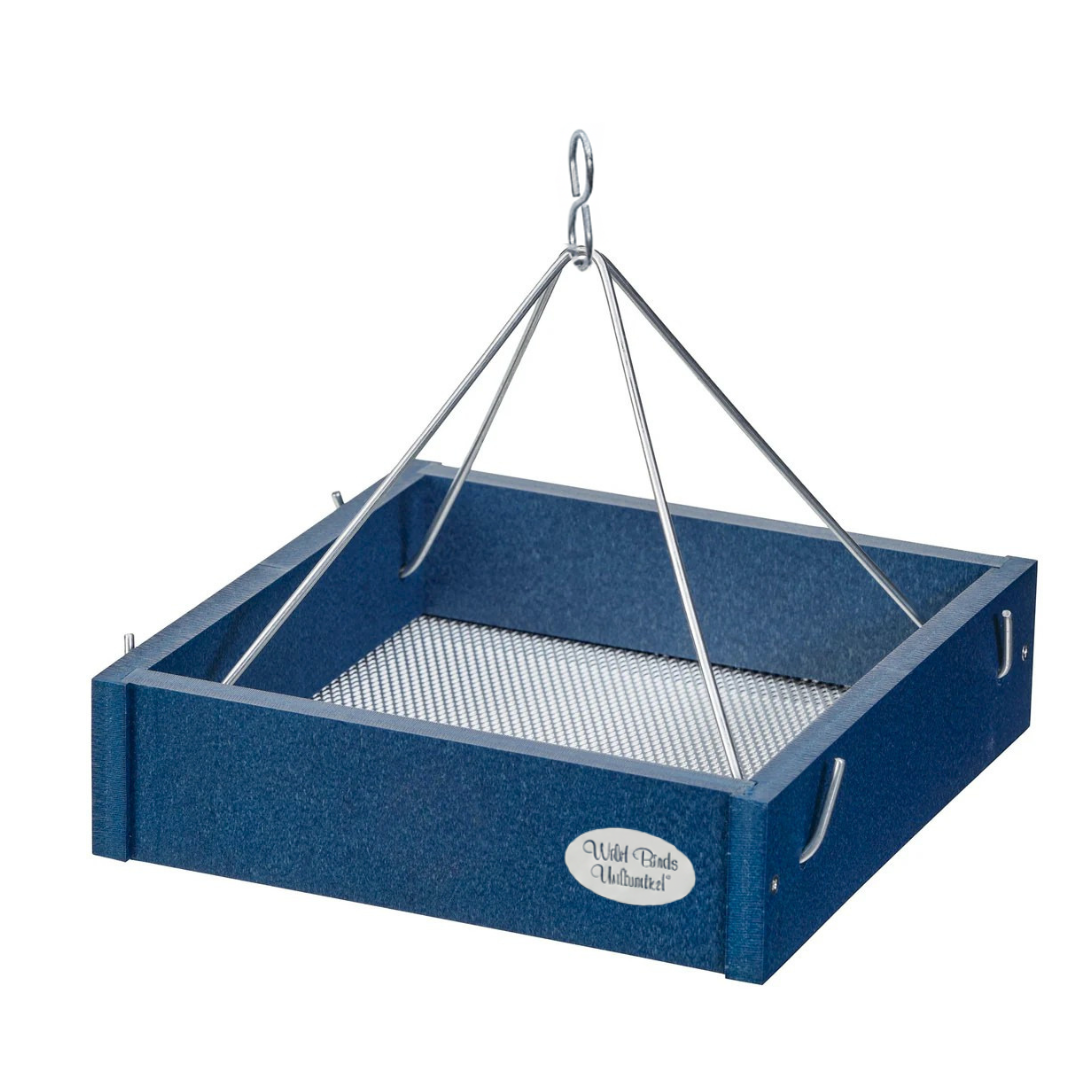 Small Hanging Tray Bird Feeder in Patriot Blue Recycled Plastic - WBU Show Stopper