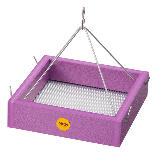 Small Hanging Tray Bird Feeder in Purple Recycled Plastic-Limited Edition