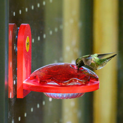 Window Mount Hummingbird Feeder in Red Recycled Plastic