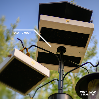Seed Catcher Platform Bird Feeder Pole Mount in Taupe Recycled Plastic Medium