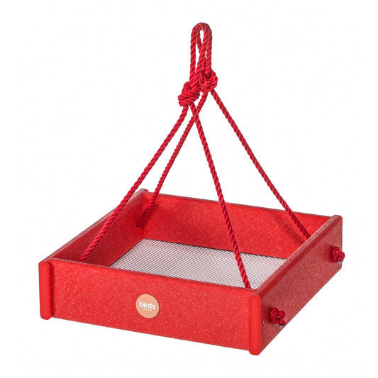 Hanging Tray Bird Feeder Color Pop Collection in Red Recycled Plastic