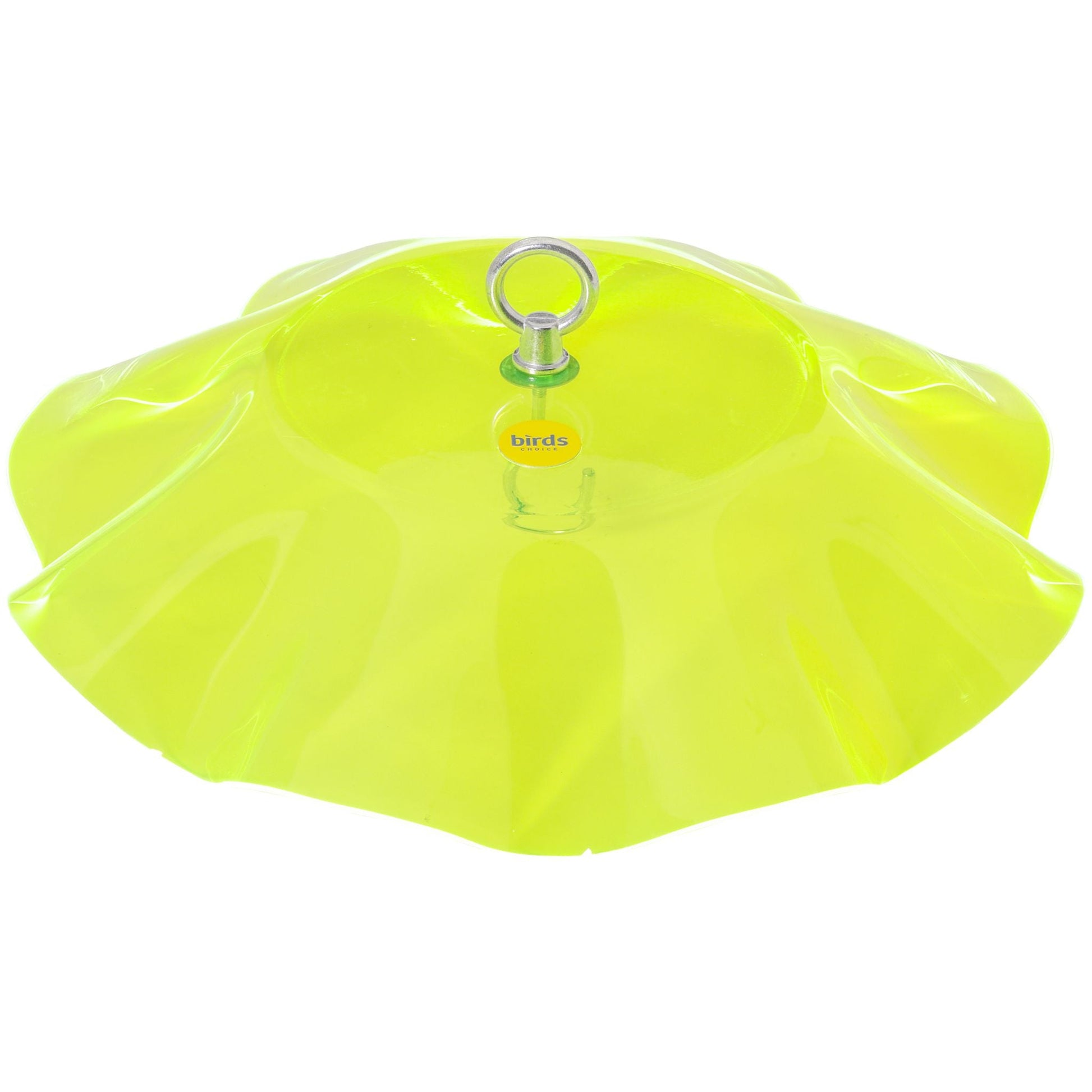 Fluorescent Green Protective Cover for Hanging Bird Feeder with Scalloped Edges - Birds Choice