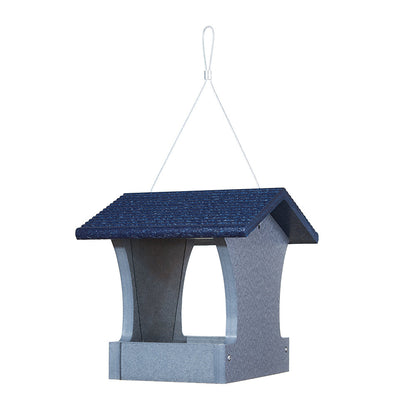 Small Hopper Bird Feeder in Gray and Blue Recycled Plastic - Birds Choice