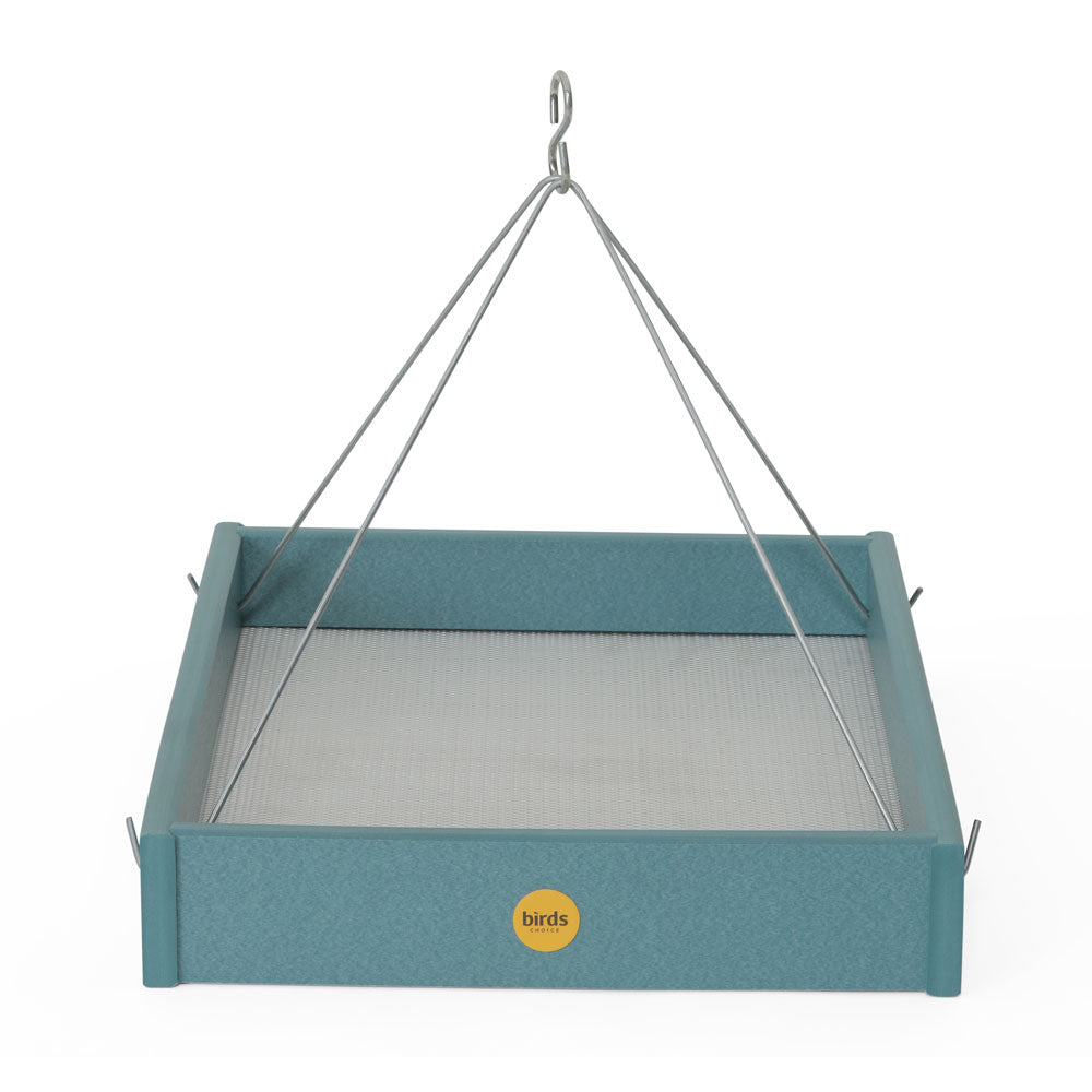 Large Hanging Platform Bird Feeder in Blue Recycled Plastic - Birds Choice