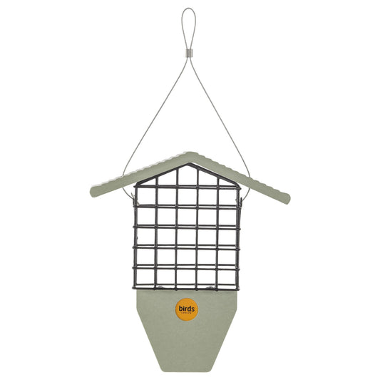 Suet Feeder with Tail Prop for Single Cake in Green Recycled Plastic