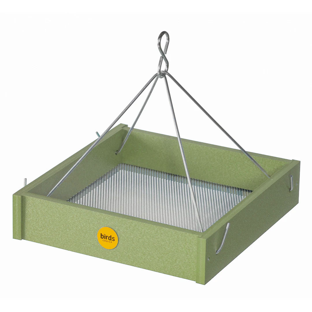Small Hanging Platform Bird Feeder in Fern Green Recycled Plastic