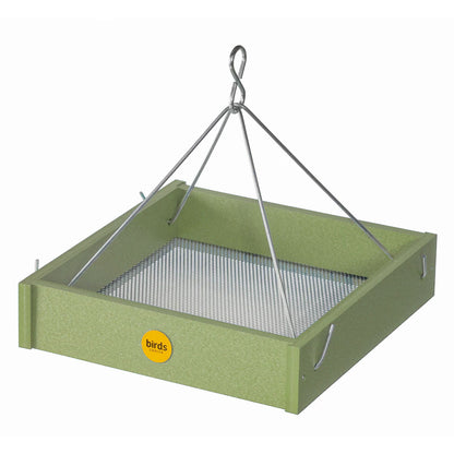Small Hanging Platform Bird Feeder in Fern Green Recycled Plastic