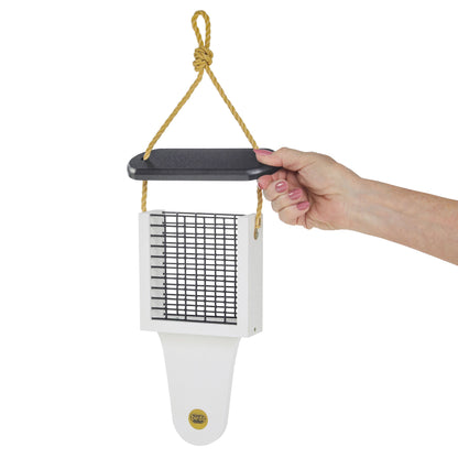 Modern Farmhouse Suet Feeder with Tail Prop in Black and White