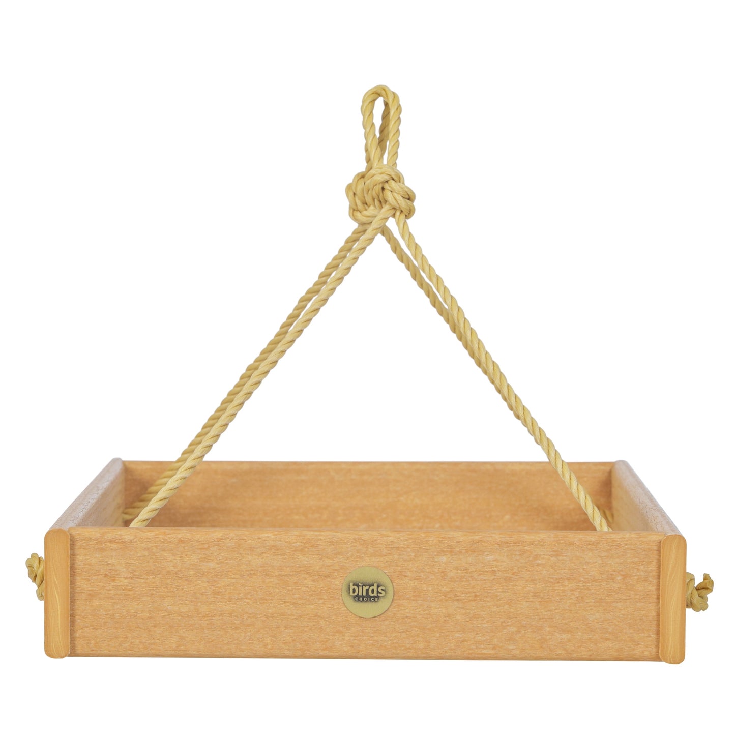 Large Hanging Platform Bird Feeder in Natural Teak Recycled Plastic