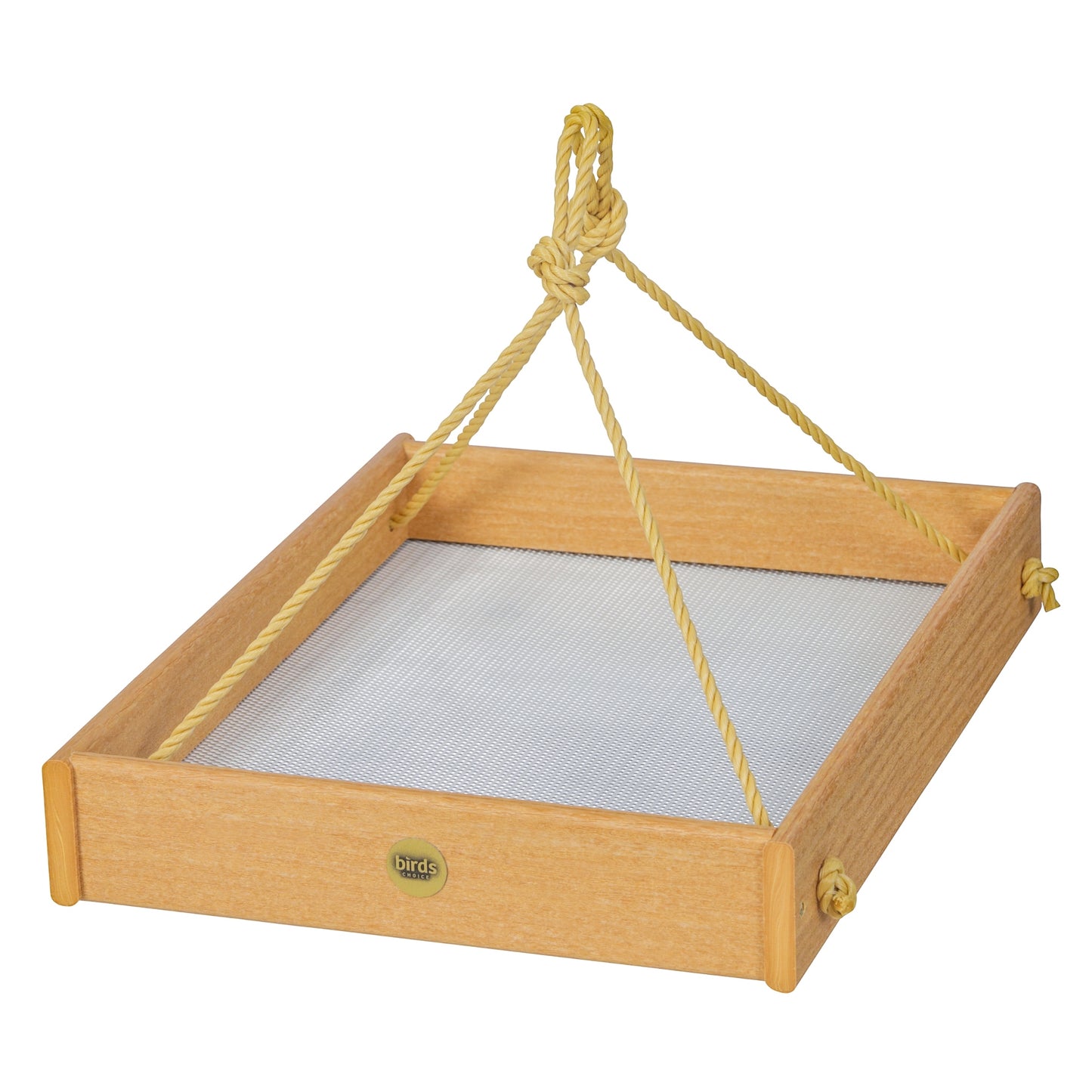 Large Hanging Platform Bird Feeder in Natural Teak Recycled Plastic
