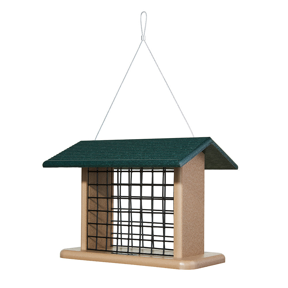 Seed and Suet Block Feeder in Taupe and Green Recycled Plastic - Birds Choice