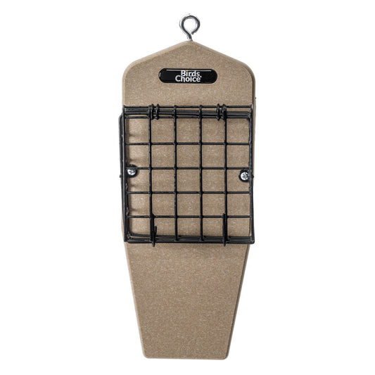 Suet Feeder with Tail Prop for Two Cakes in Taupe Recycled Plastic - Birds Choice