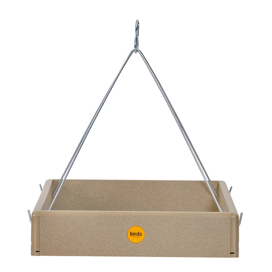Hanging Platform Bird Feeder in Taupe Recycled Plastic Large