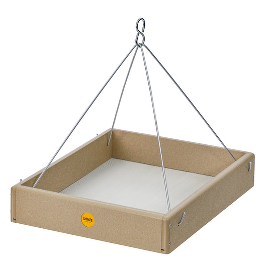 Hanging Platform Bird Feeder in Taupe Recycled Plastic Large