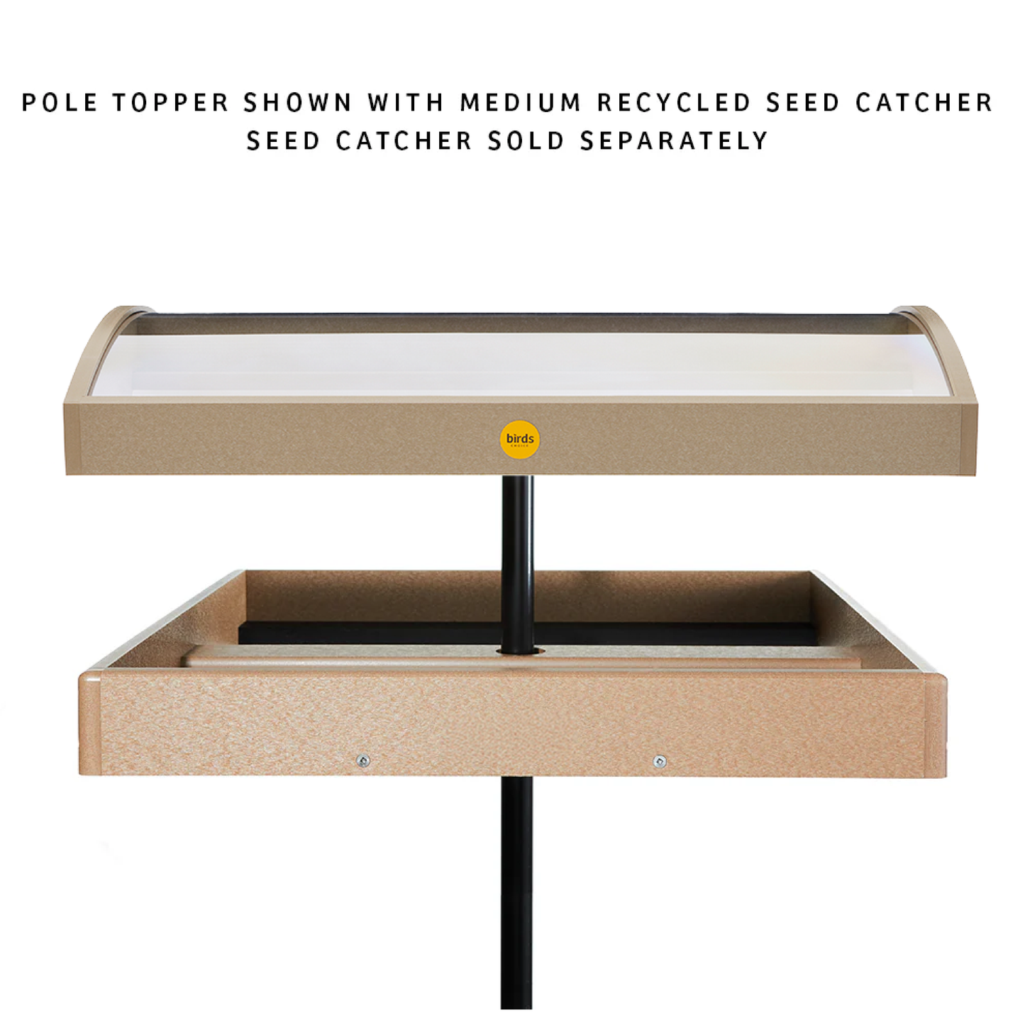 Pole Topper for Platform Bird Feeder to Protect from Weather in Taupe Recycled Plastic