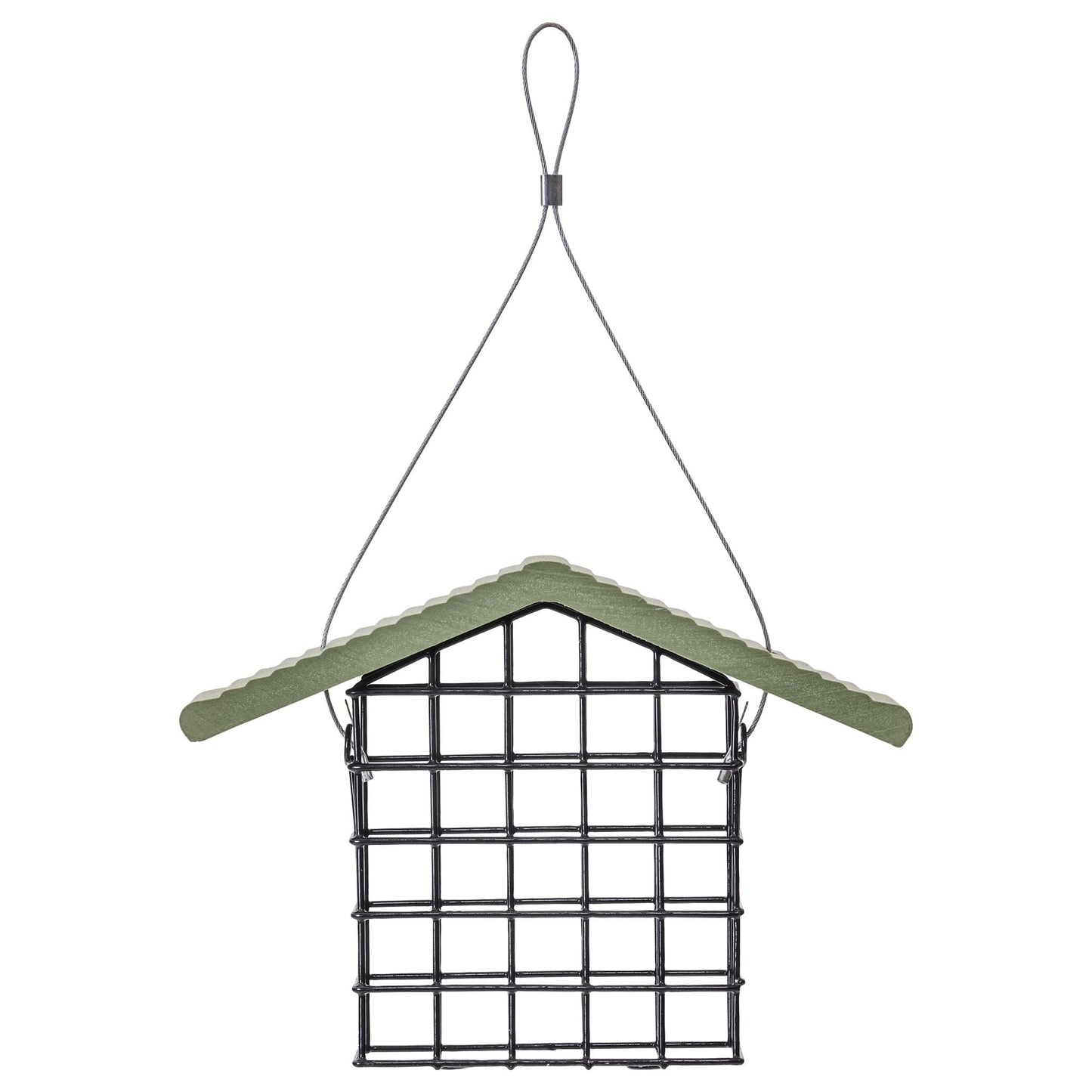 Single Suet Feeder with Recycled Fern Green Roof - Birds Choice