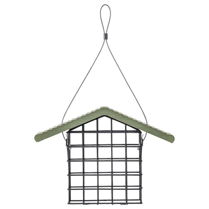 Single Suet Feeder with Recycled Fern Green Roof - Birds Choice