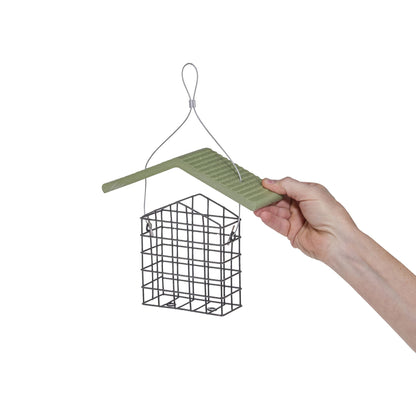 Single Suet Feeder with Recycled Fern Green Roof - Birds Choice