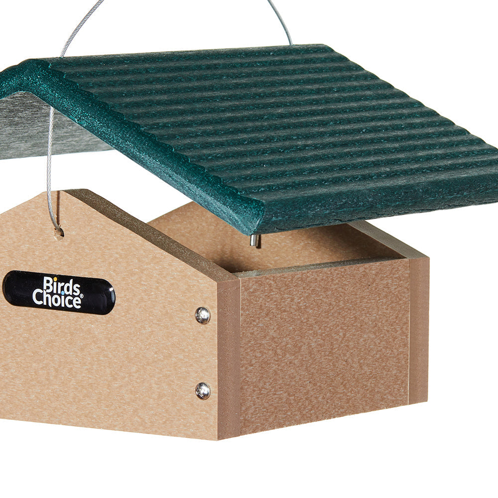 Suet Feeder Upside Down for Single Cake in Taupe and Green Recycled Plastic - Birds Choice