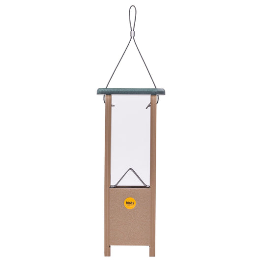 Woodpecker Feeder in Taupe and Green Recycled Plastic