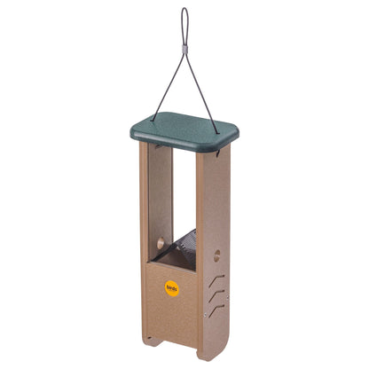 Woodpecker Feeder in Taupe and Green Recycled Plastic