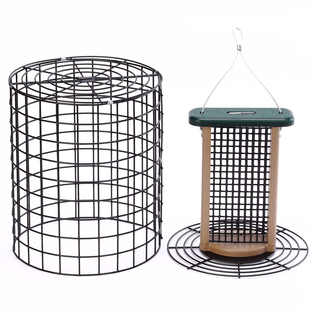 Squirrel Proof 13" Suet Bird Feeder for 2 Cakes with Wire Cage in Recycled Plastic - Birds Choice