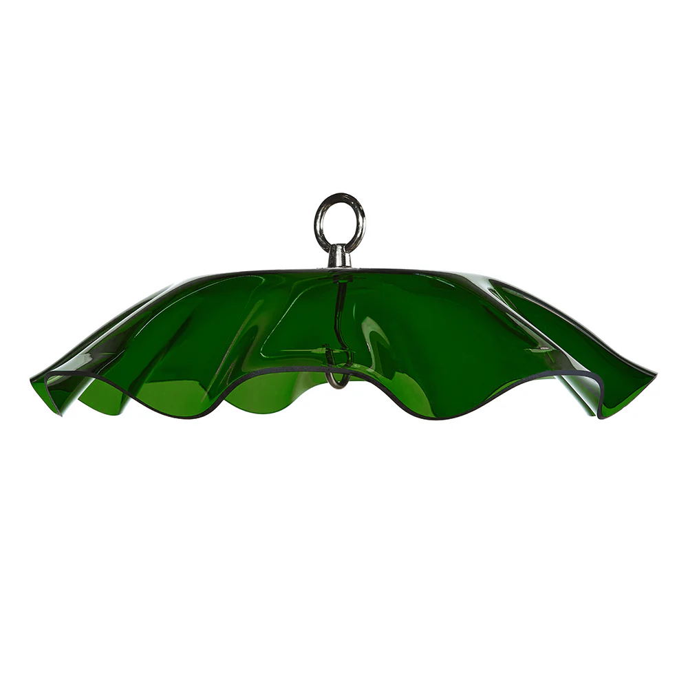 Green Protective Cover for Hanging Bird Feeder with Scalloped Edges