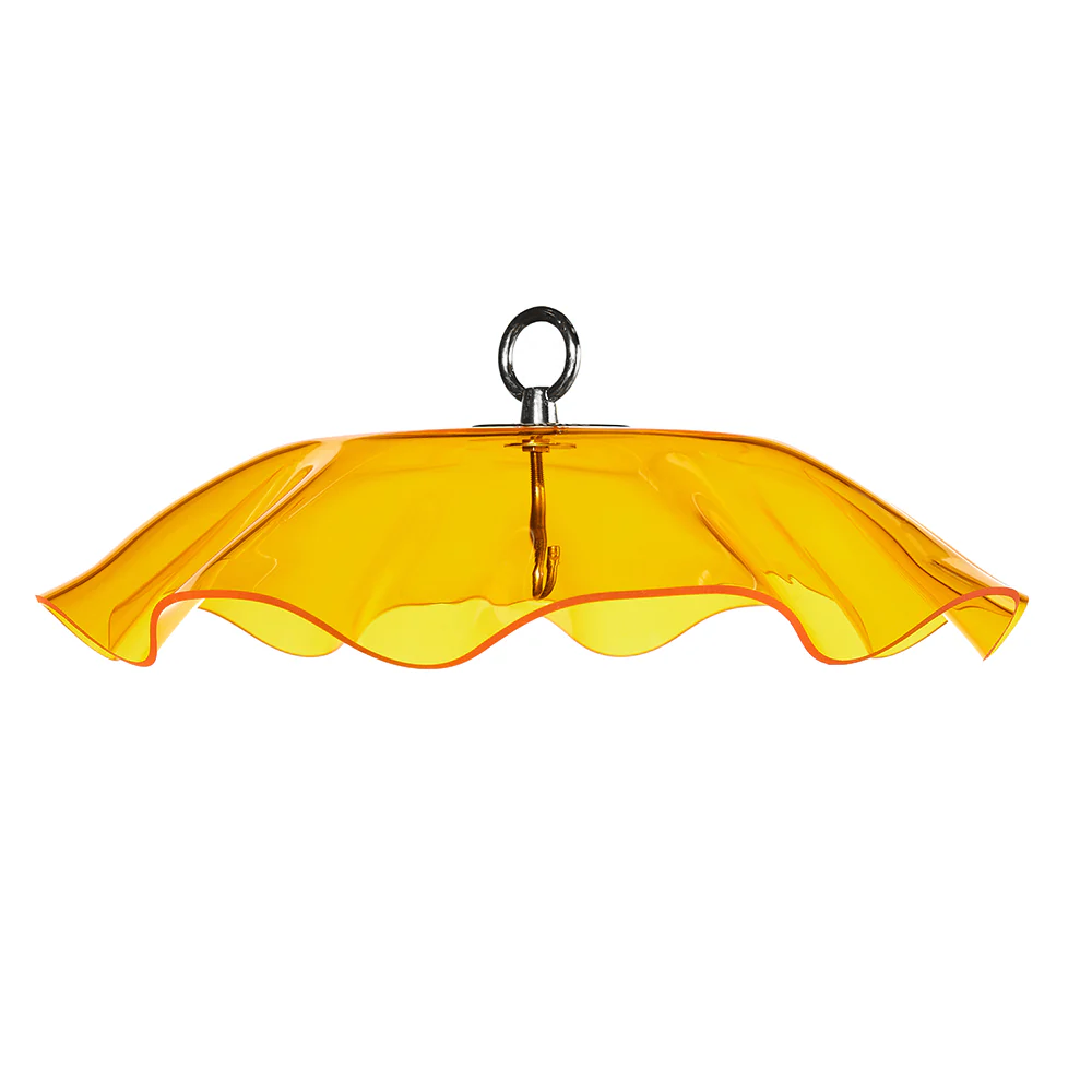 Yellow Protective Cover for Hanging Bird Feeder with Scalloped Edges