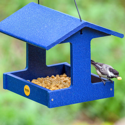 Recycled Plastic Fly-Thru Feeder in Blue