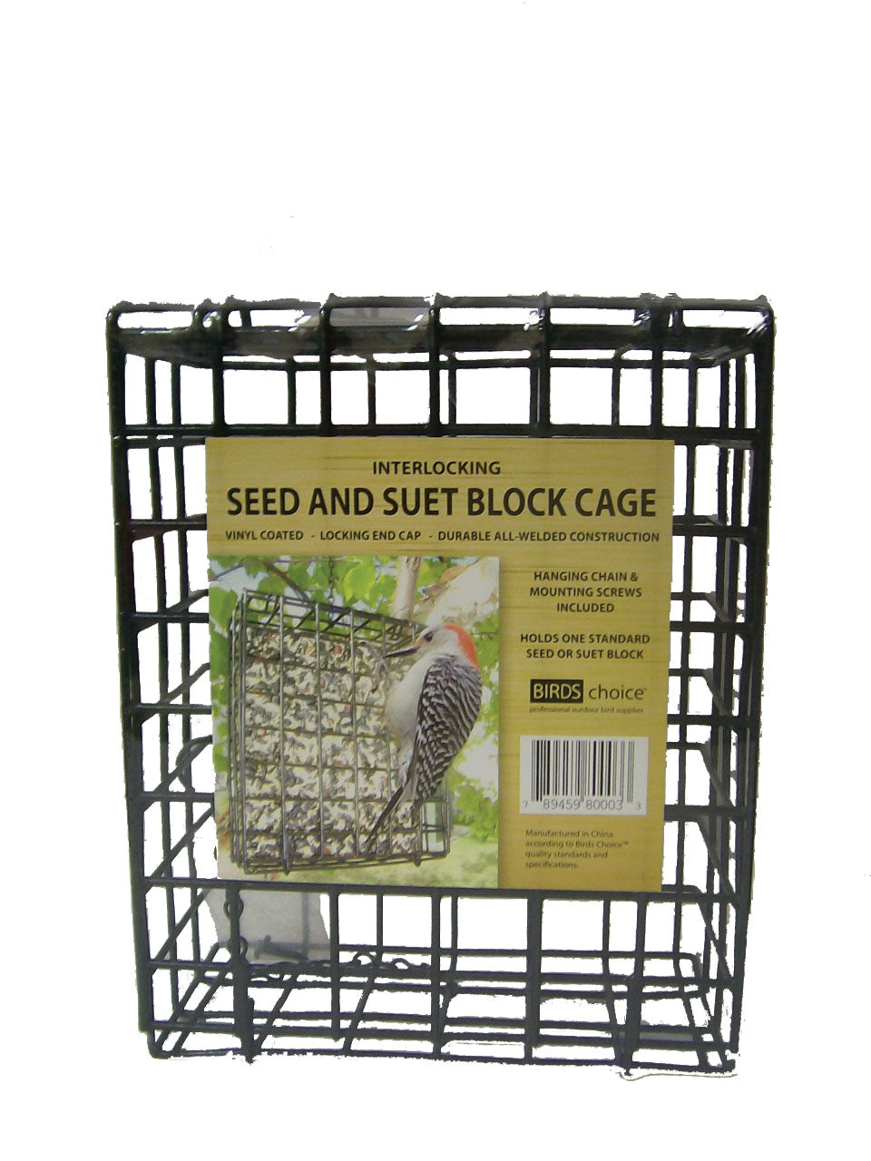 Seed and Suet Block Cage with Hanging Chain - Birds Choice