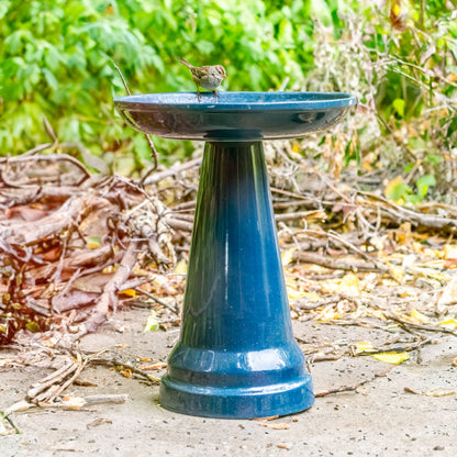 Ohio Stoneware Bird Bath in Summer Blue Made in USA