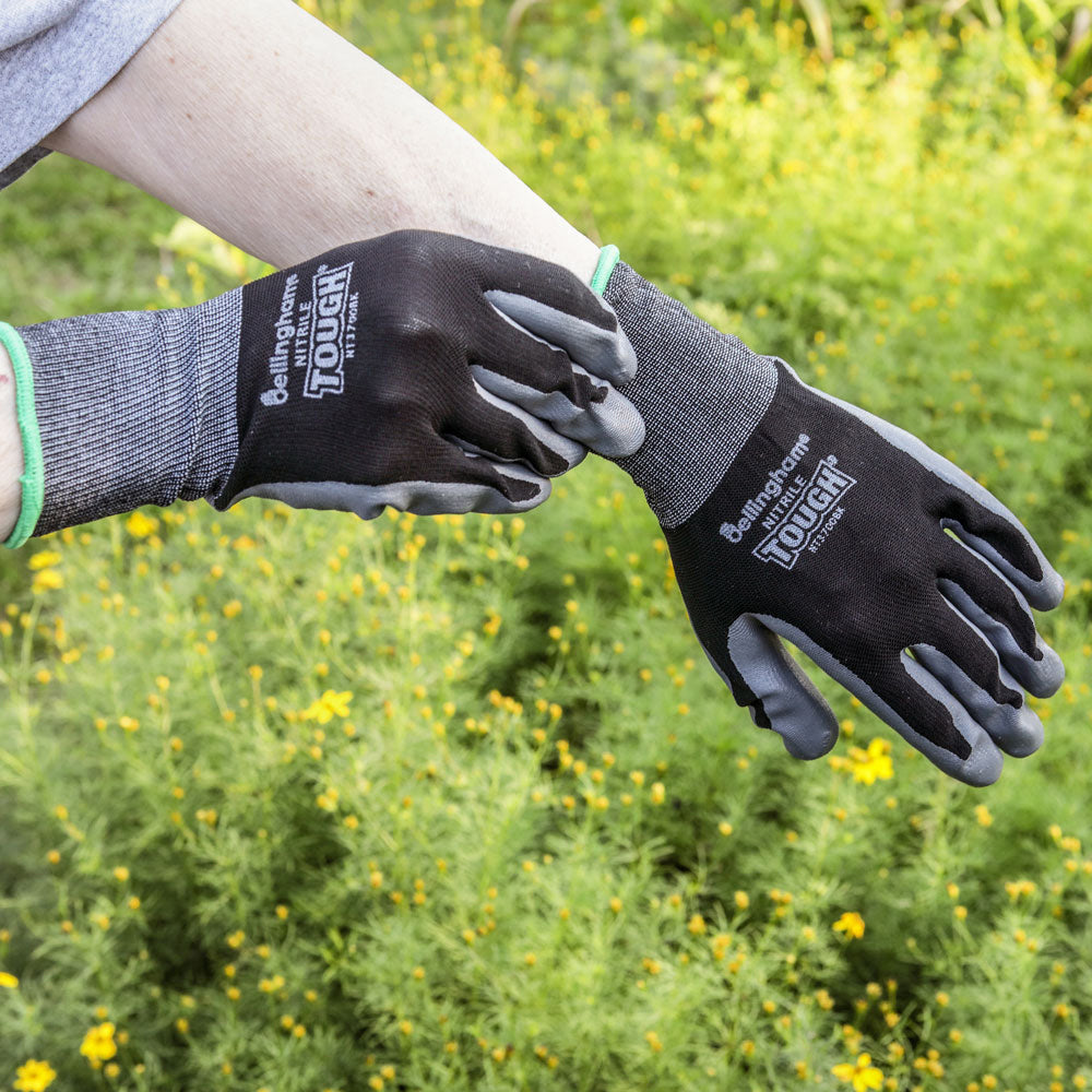 Nitrile Touch Gardening Gloves Black Size Medium - Birds Choice