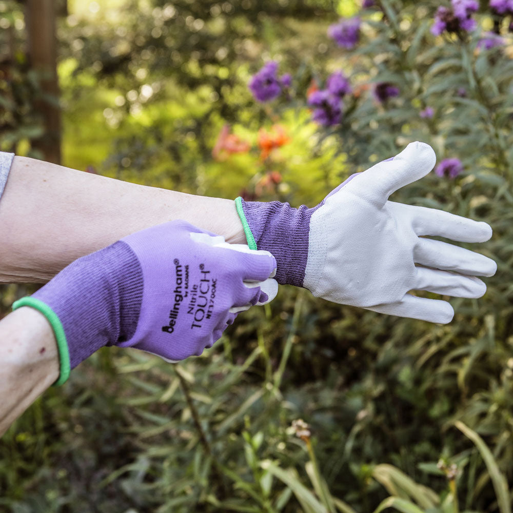 Nitrile Touch Gardening Gloves Assorted Color Size Small - Birds Choice
