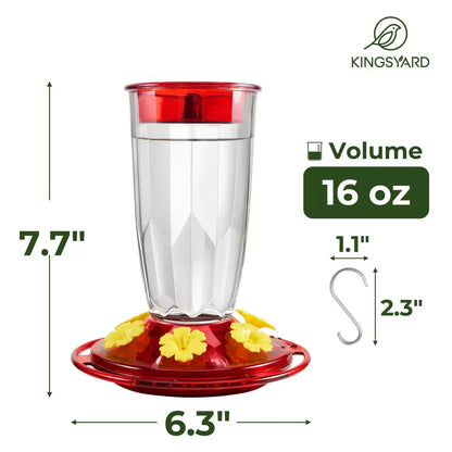Kingsyard 16oz Plastic Hummingbird Feeder with Bee & Ant Proof