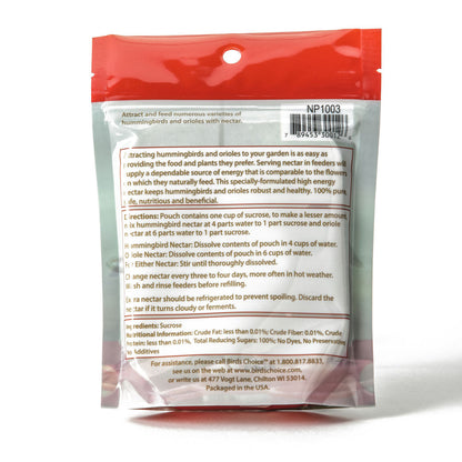 Hummingbird and Oriole Nectar 8 oz. Resealable Pouch - Birds Choice