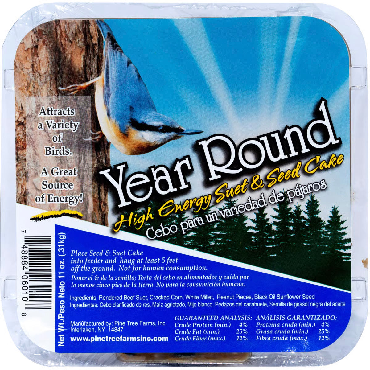 Pine Tree Year Round Hi-Energy Suet Cake - Birds Choice