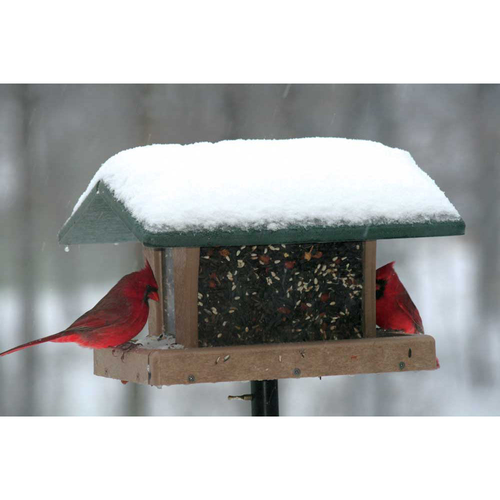 Medium 4 Sided Hopper Bird Feeder in Taupe and Green Recycled Plastic - Birds Choice