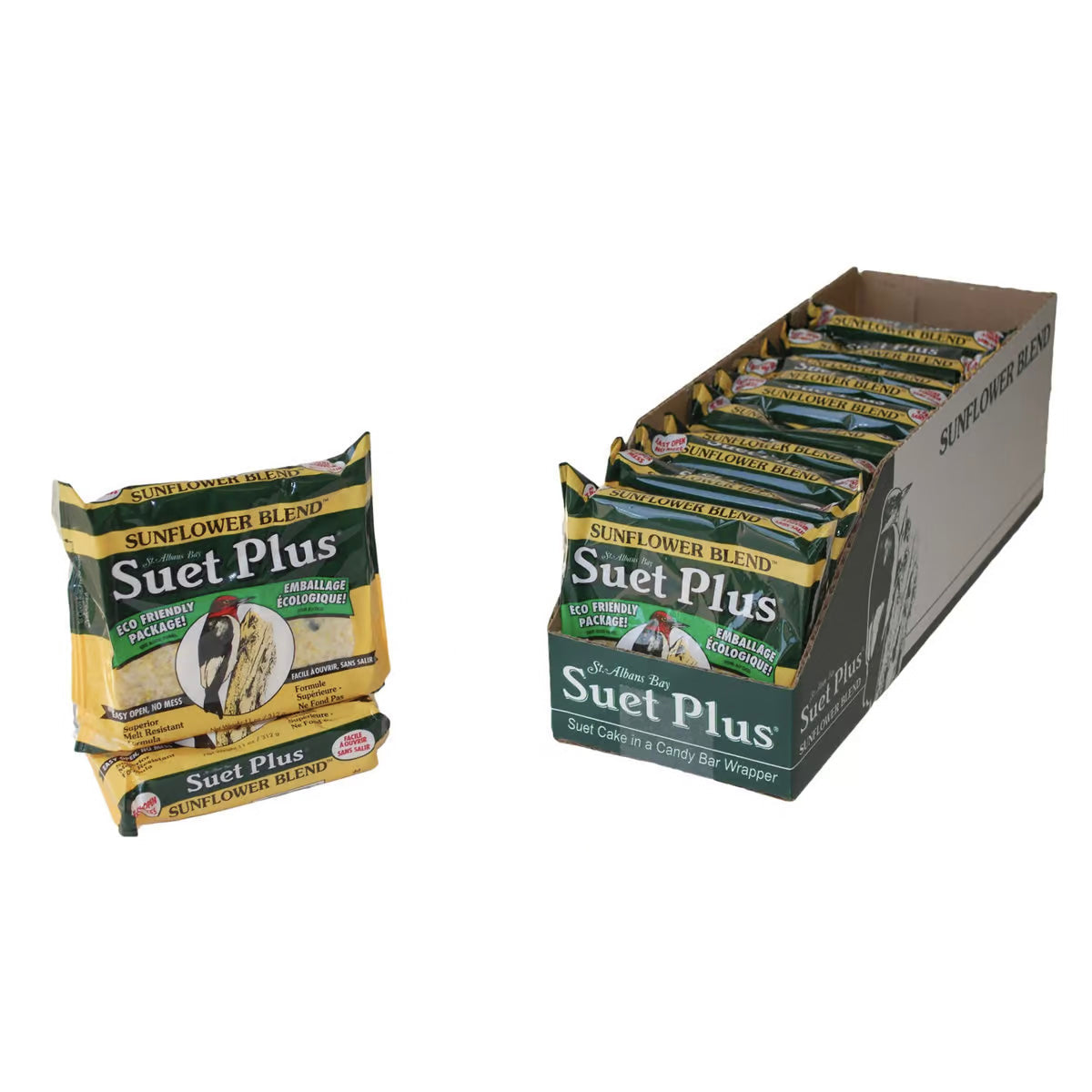 St. Albans Bay Suet Plus Sunflower Blend Suet Wild Bird Food - Case of 12 Cakes