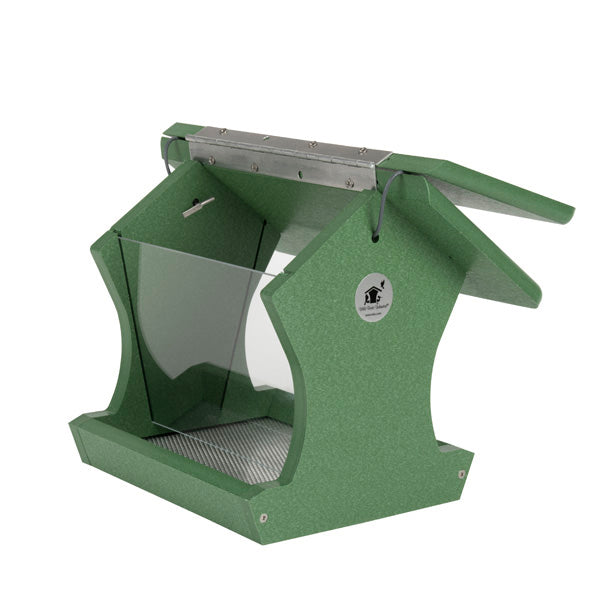 Retro Vintage Hopper Feeder in Vineyard Green Recycled Plastic - Birds Choice